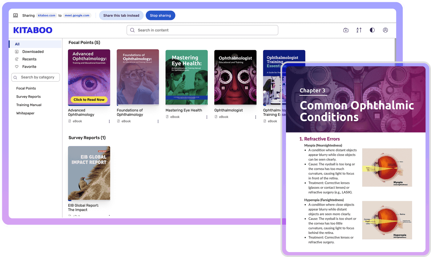 KITABOO medical library and ophthalmology reader preview